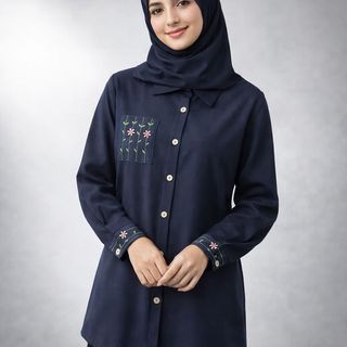 تونیک مانتویی طنین | رنگ سرمه ای | مناسب دختران و بانوان