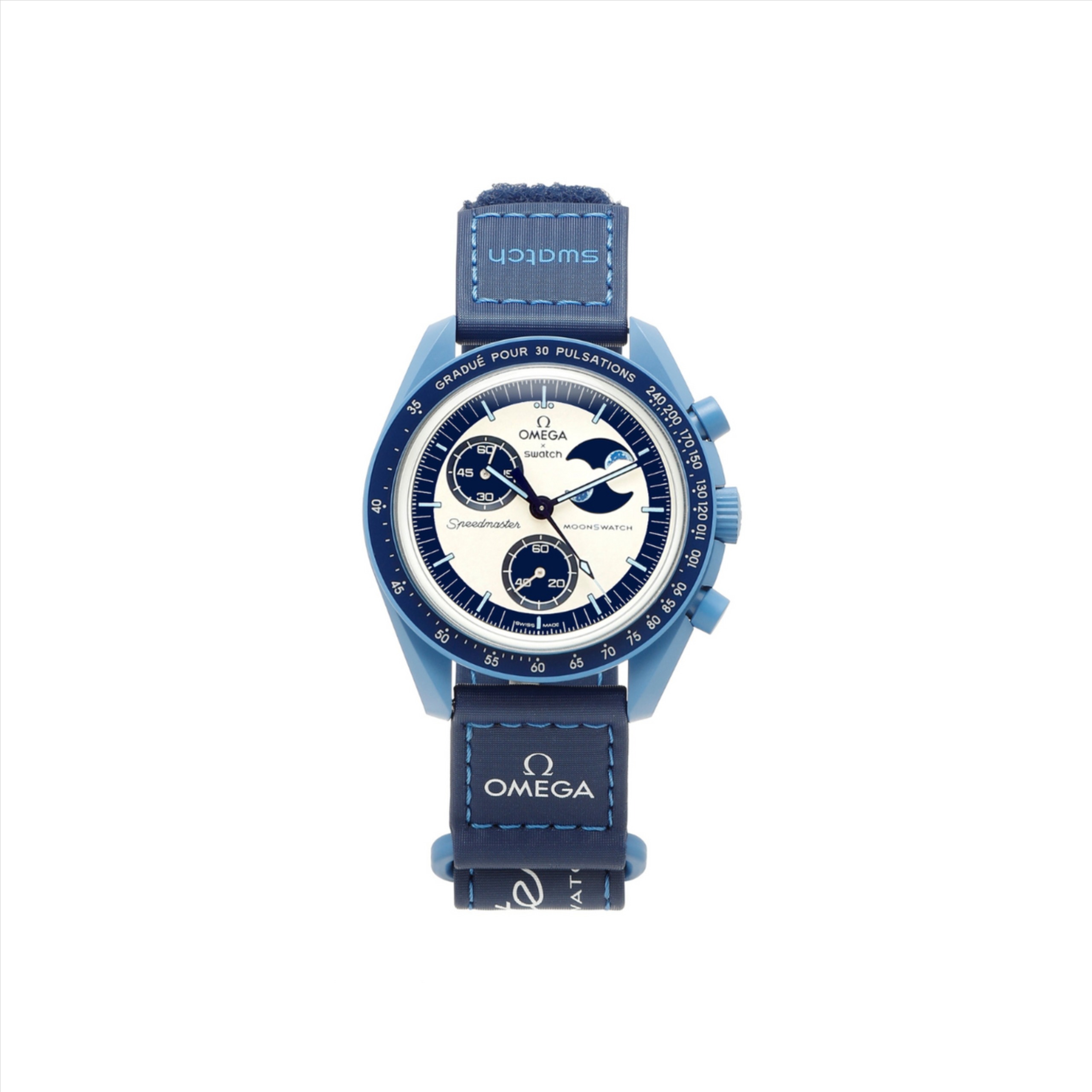 ساعت مچی امگا سواچ آبی مون فیس ماموریت به فضا MISSION TO THE SUPER BLUE MOONPHASE