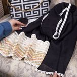 شال مجلسی خرجکار جناغی مشکی