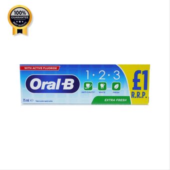 خمیردندان اکسترا فرش اورال بی Oralb اورجینال 123 Extra fresh حجم 75 میل