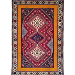 فرش دستباف سایز ذرع و نیم (تمام پشم یلمه طرح اسپرت دور طلایی)کد1612