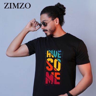 تیشرت مشکی مردانه مدل AWESOME