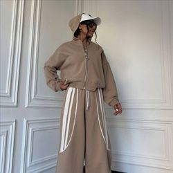 ست دو تیکه سوییشرت و شلوار کلاهدار دورس گرم بالا توو کرکی در 4 رنگ