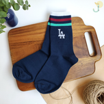 جوراب ساقدار کش انگلیسی یونیسکس طرح LA سه خط رنگی برند دومینو