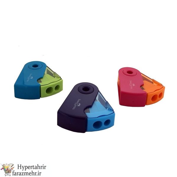 تراش فابر کاستل (Faber-Castell ) اسلیو دو مخزنه کد  F182704 رنگبندی ( سرمه ای -صورتی -فیروزه ای )
