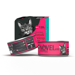 کنسرو مخصوص گربه نوول با طعم ماهی تن و میگو 120 گرمی