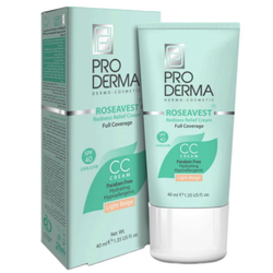 کرم پوشاننده و مرطوب کننده صورت پرودرما SPF40 "کرم CC" "مناسب پوست‌ها‌ی دارای رزاسه ، خشک و حساس"