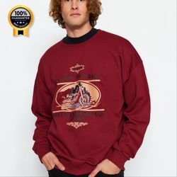 بلوز دورس مردانه ترندیول من Trendyolman اورجینال طرح موتور رنگ قرمز