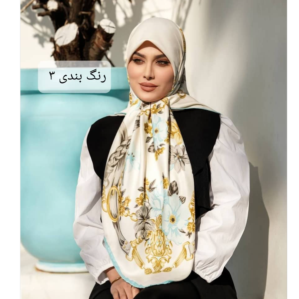 روسری ابریشم توییل طرح گل