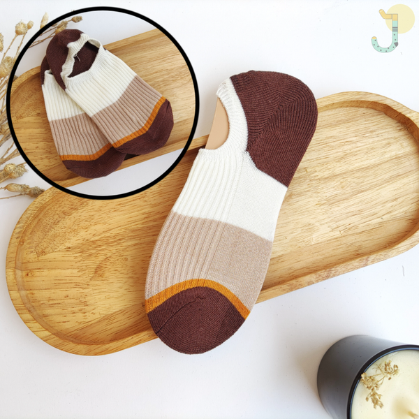 جوراب زیر قوزکی کبریتی زنانه میکس کرم و قهوه ای برند وارداتی