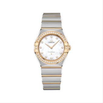 ساعت مچی امگا زنانه مدل کانسلیشن سیلور طلایی صفحه سفید OMEGA Constellation