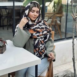 شال نخی پاییزه 01499 طرح اسپرت پلنگی