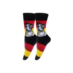 جوراب ساق بلند نخ پنبه کش اسپرت طرح سگ پیت بول