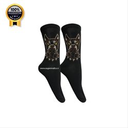 جوراب اسپرت ساق بلند نخ پنبه مدل سگ دوبرمن مشکی قهوه ای