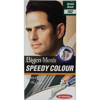 کیت رنگ مو مردانه بیگن BIGEN سری اسپیدی کالر Speedy Color رنگ قهوه ای تیره Brown Black  شماره 102 حجم پک 100 میل