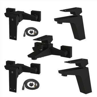 ست شیرآلات کسری مدل کنکورد مجموعه 7 عددی مشکی