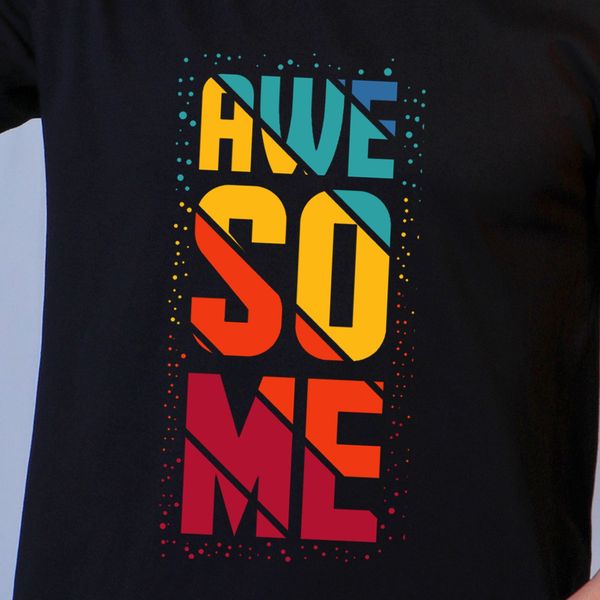 تیشرت مشکی مردانه مدل AWESOME