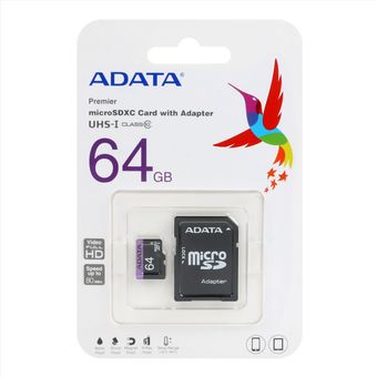 ADATA Premier microSDXC & adapter UHS-I U1 Class 10-80MB/s-64GB (گارانتی پنج ساله آونگ)