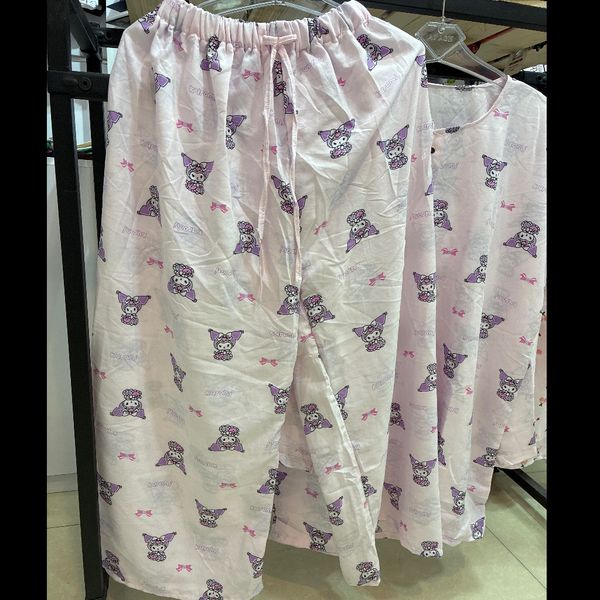 ست لباس خواب دو تیکه پیراهن شلوار نخی کد 3