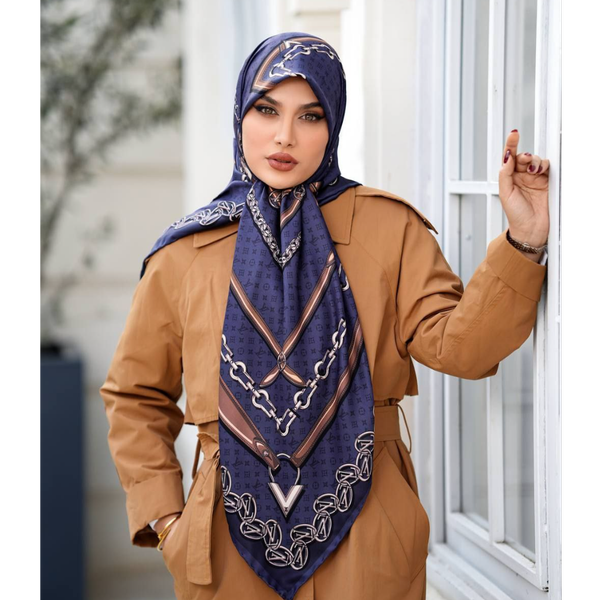 روسری ابریشم توییل طرح زنجیر