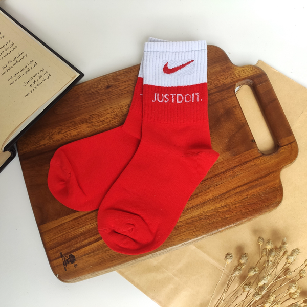 جوراب ساقدار کش انگلیسی یونیسکس طرح Just Do It Nike برند دومینو
