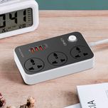 چند راهی 3 خانه برق ارت دار الدینیو SC3412 با کابل 2 متری + شارژر USB و Type-C
