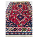 فرش دستباف یلمه سایز ذرع و چارک زمینه لاکی (تمام پشم طرح حوضی) کد 1700