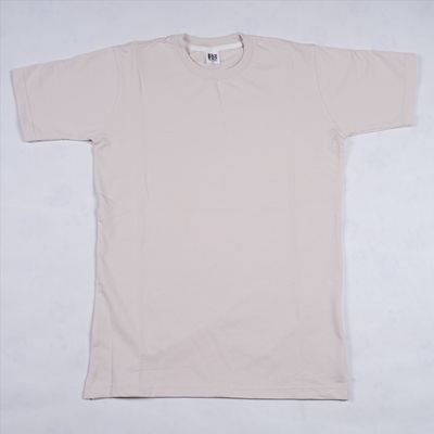 تیشرت حصیری یقه گرد رنگ کرم