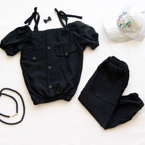 ◾️شومیز شلوار نخی یقه بندی