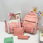 ست کیف و کوله اسپرت 4 تیکه وارداتی برزنت....ست 4 تکه کوله‌پشتی دخترانه مدل FASHION وارداتی جنس برزنت ضد آب زیپ فلزی