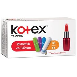 تامپون کوتکس Kotex سایز کوچک MINI بسته 16 عددی