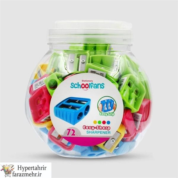 تراش اسکول فنس ( schoolfans )  پلاستیکی گریپ دو قلو   کد FA 92687 رنگبندی ( سبز - قرمز -آبی -زرد )