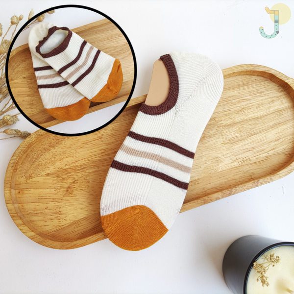 جوراب زیر قوزکی کبریتی زنانه میکس کرم و قهوه ای برند وارداتی