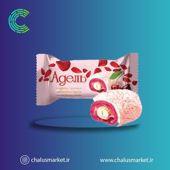شکلات وافل نارگیل و بادام با دسر گیلاس روسی معروف به ادل بسته 250 گرمی
