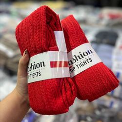 جوراب شلواری بافت گندم برند Fashion پارچه ترک رنگ قرمز