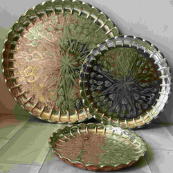 سینی مسی یزدی داخل سفید سایز 6