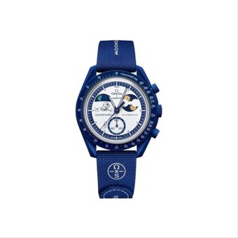 ساعت امگا سواچ آبی مدل MoonSwatch snoopy blue سوپر مستر کوالیتی