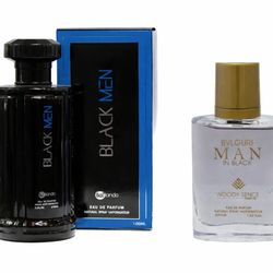 ادو پرفیوم مردانه بایلندو مدل black men حجم 100 میل به همراه عطر جیبی مردانه وودی سنس مدل Man In Black حجم 30 میل