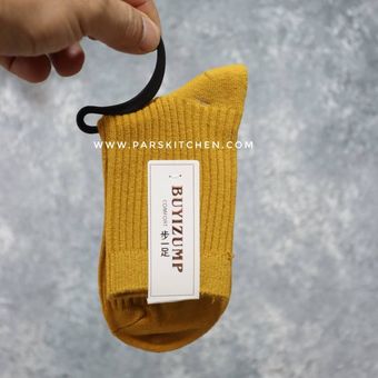 جوراب کبریتی ساق دار زنانه زرد