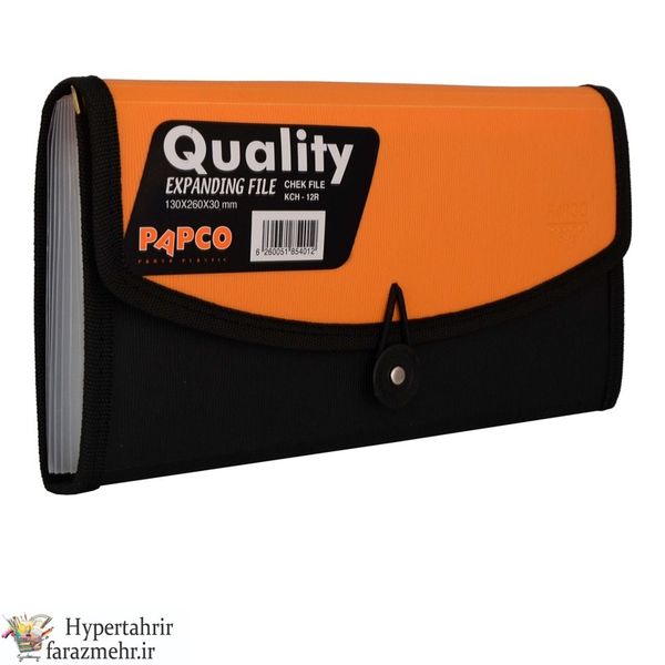 کیف چک فایل پاپکو ( Papco ) کد KCH-12R رنگبندی ( آبی - قرمز - زرد پرتقالی  - سبز - کرم )