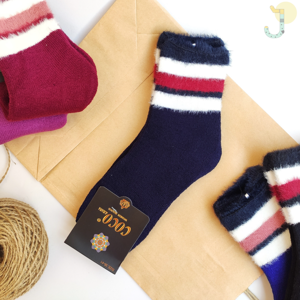 جوراب نیم ساق زنانه لبه موهر و داخل کرک برند COCO & HANA