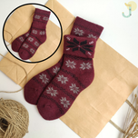 جوراب نیم ساق حوله ای زنانه لبه برگردان طرحدار وارداتی