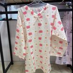 ست لباس خواب دوتیکه نخی استین بلند بیگ سایز