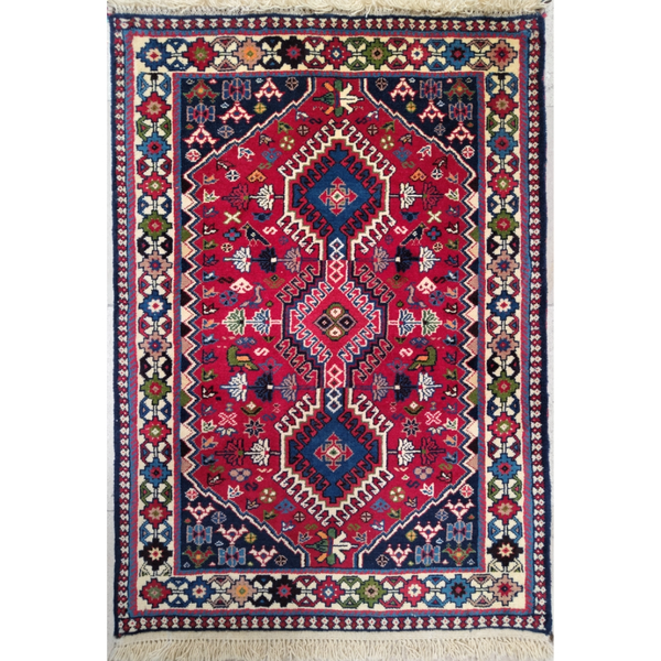 فرش دستباف یلمه سایز ذرع و چارک زمینه لاکی (تمام پشم طرح حوضی) کد 1700