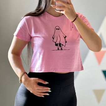 تیشرت کراپ زنانه دخترانه یقه گرد پنبه سوپر مدل روح کد Hesk
