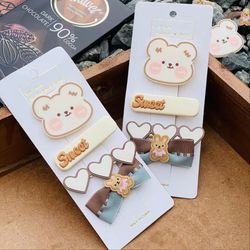 گیره مو تدی دخترانه مدل Sweet وارداتی بسته 4 عددی کد 3