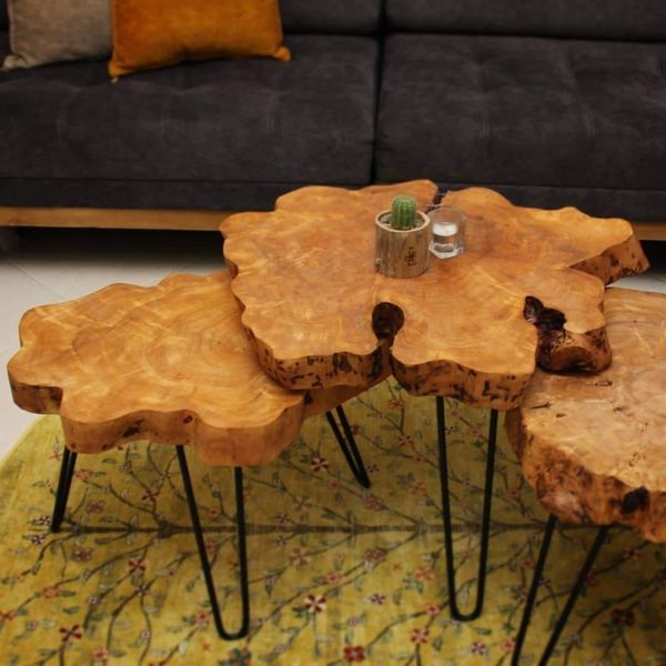 میز سه تکه چوب طبیعی توسکا مدل برکه