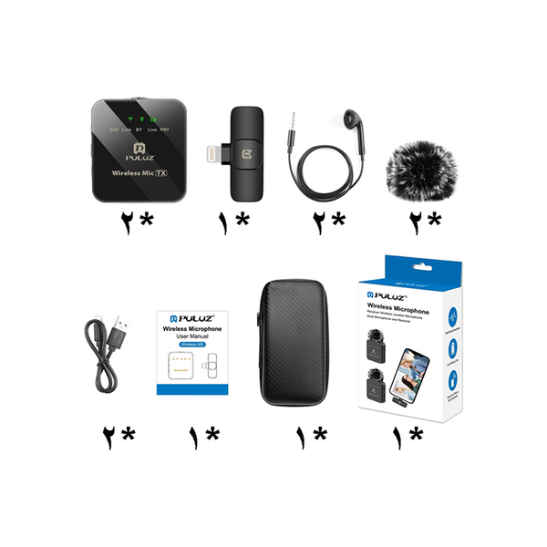 میکروفون بی سیم دو کاناله Puluz PU647B Lightning