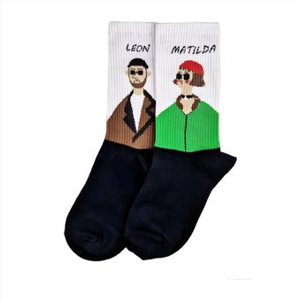 جوراب ساق بلند لنگه به لنگه لئون و ماتیلدا نخ پنبه