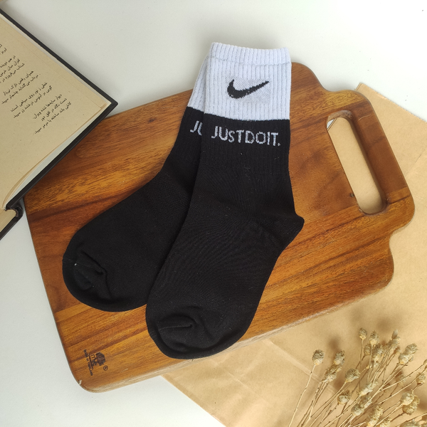 جوراب ساقدار کش انگلیسی یونیسکس طرح Just Do It Nike برند دومینو